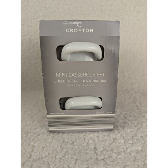 Crofton Mini Porcelain Enamel Casserole FLORAL WHITE 1 Quart 4pc Set NOS - Picture 4 of 5